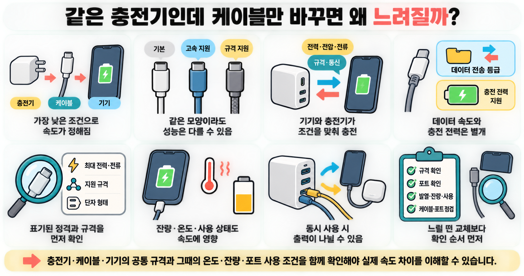 같은 충전기인데 케이블만 바꾸면 왜 느려질까?