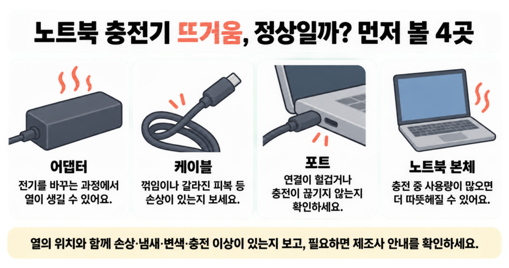노트북 충전기 뜨거움, 정상일까? 먼저 볼 4곳