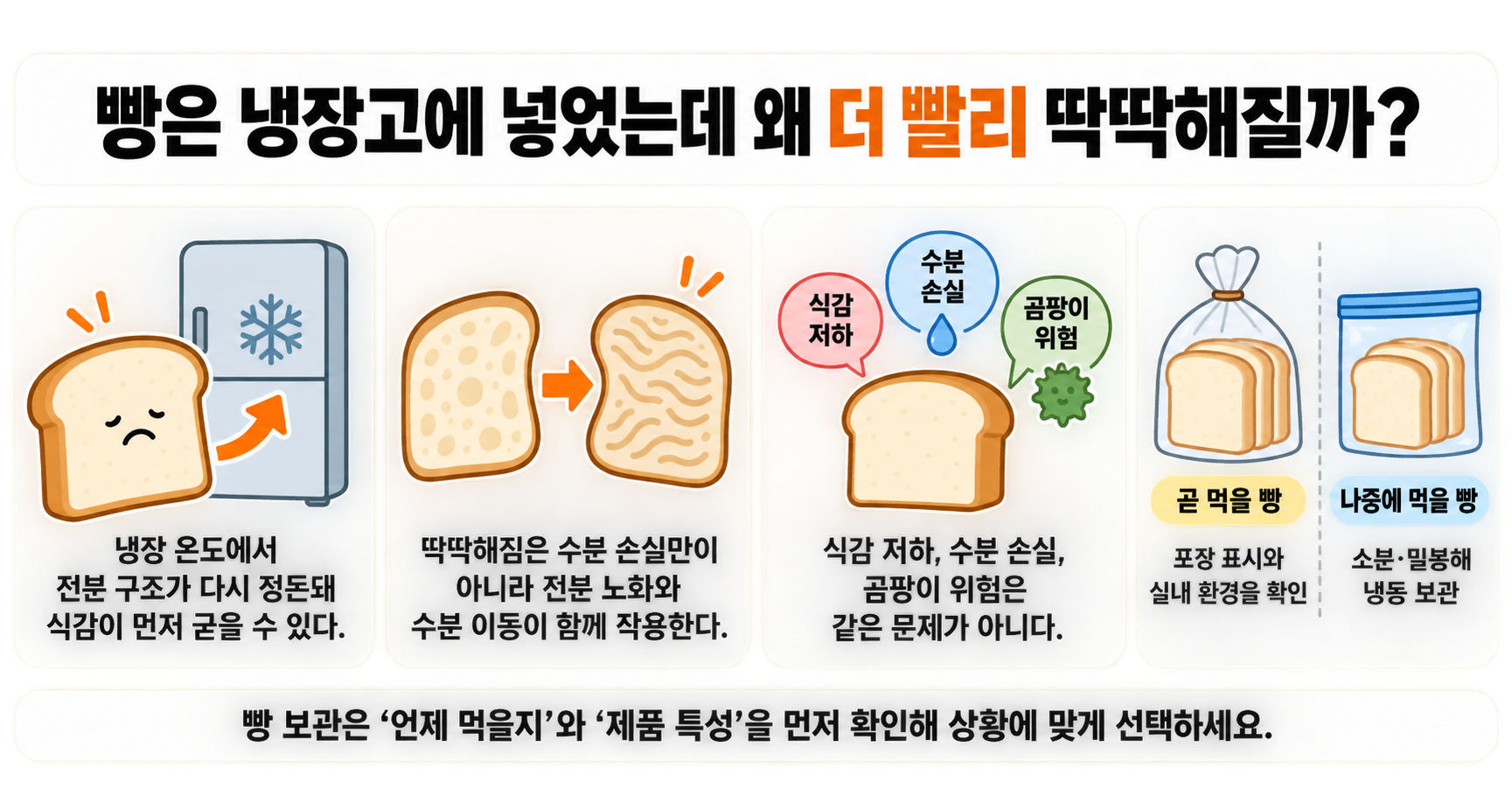 빵은 냉장고에 넣었는데 왜 더 빨리 딱딱해질까?