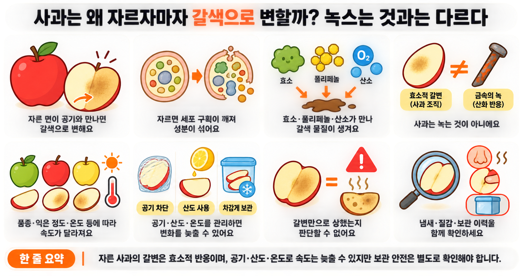 사과는 왜 자르자마자 갈색으로 변할까? 녹스는 것과는 다르다