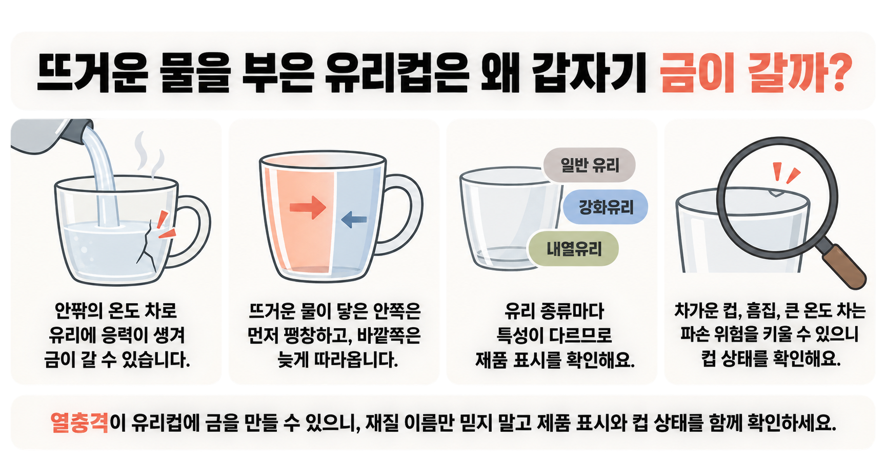 뜨거운 물을 부은 유리컵은 왜 갑자기 금이 갈까?