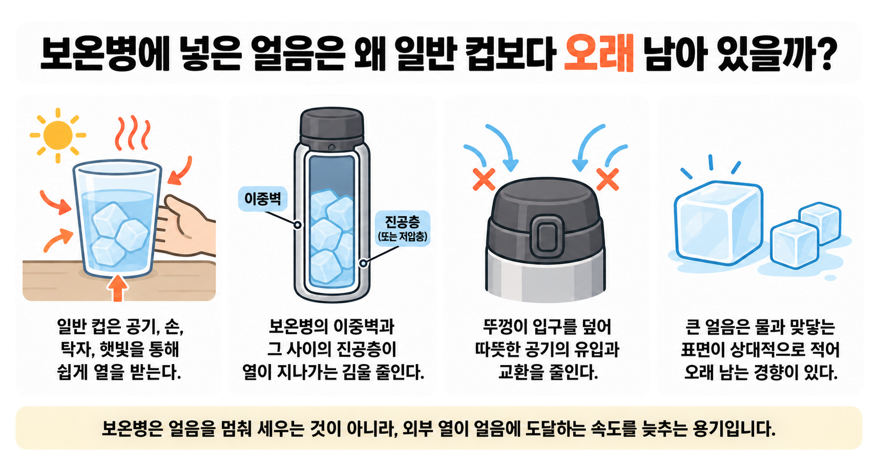 보온병에 넣은 얼음은 왜 일반 컵보다 오래 남아 있을까?