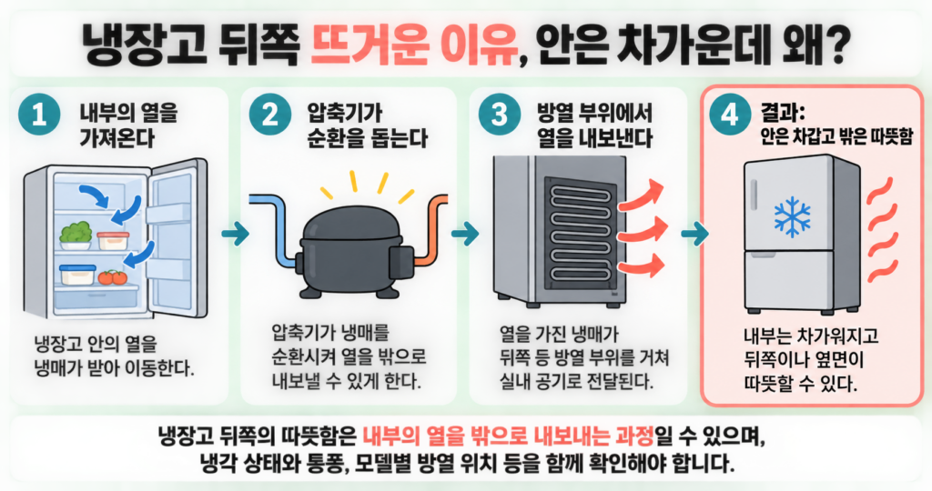 냉장고 뒤쪽 뜨거운 이유, 안은 차가운데 왜?