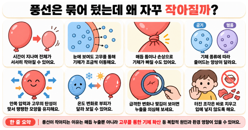 풍선은 묶어 뒀는데 왜 자꾸 작아질까?