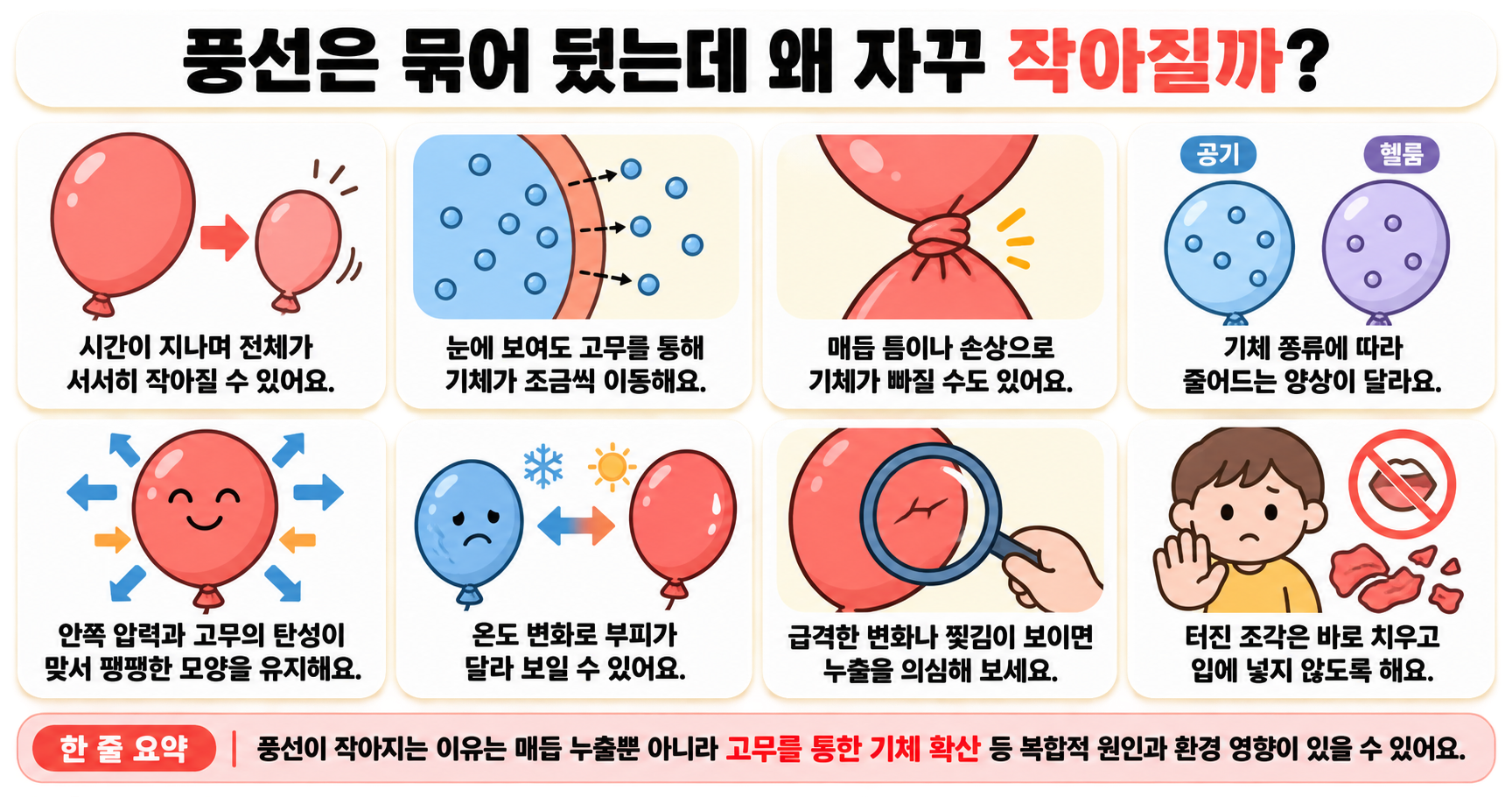 풍선은 묶어 뒀는데 왜 자꾸 작아질까?