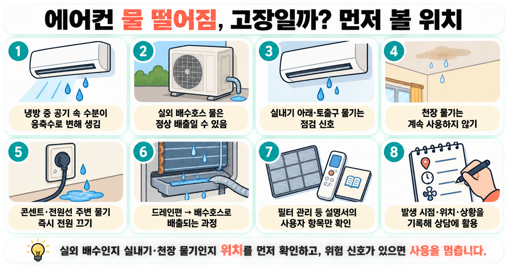 에어컨 물 떨어짐, 고장일까? 먼저 볼 위치