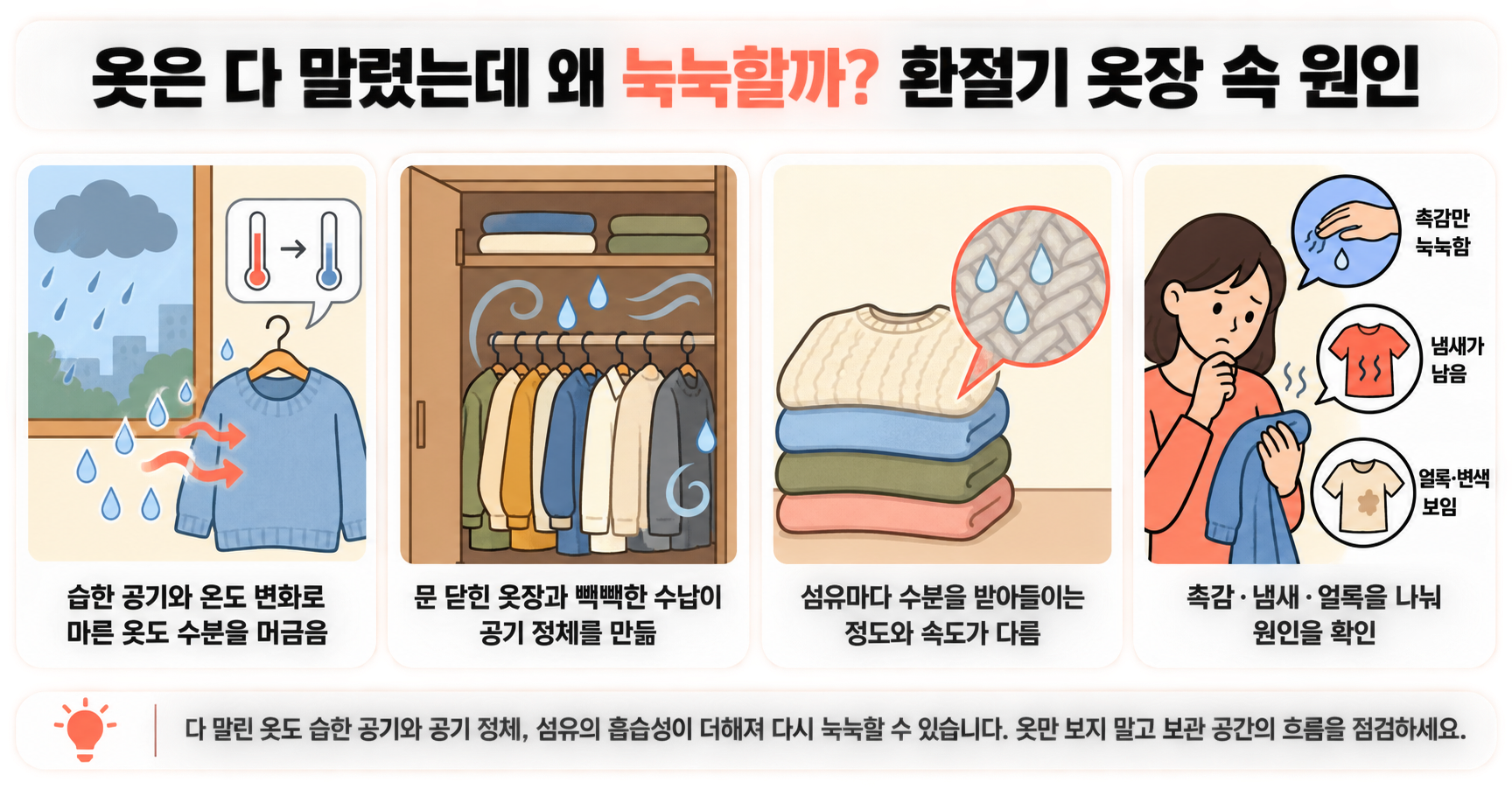 옷은 다 말렸는데 왜 눅눅할까? 환절기 옷장 속 원인