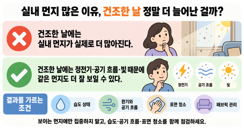 실내 먼지 많은 이유, 건조한 날 정말 더 늘어난 걸까?