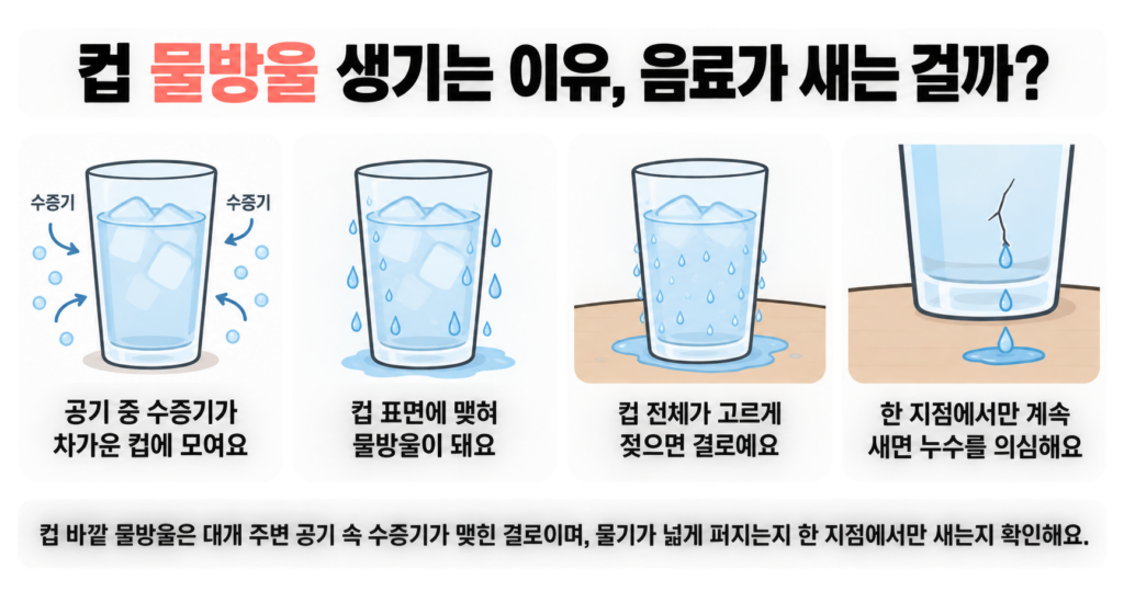 컵 물방울 생기는 이유, 음료가 새는 걸까?
