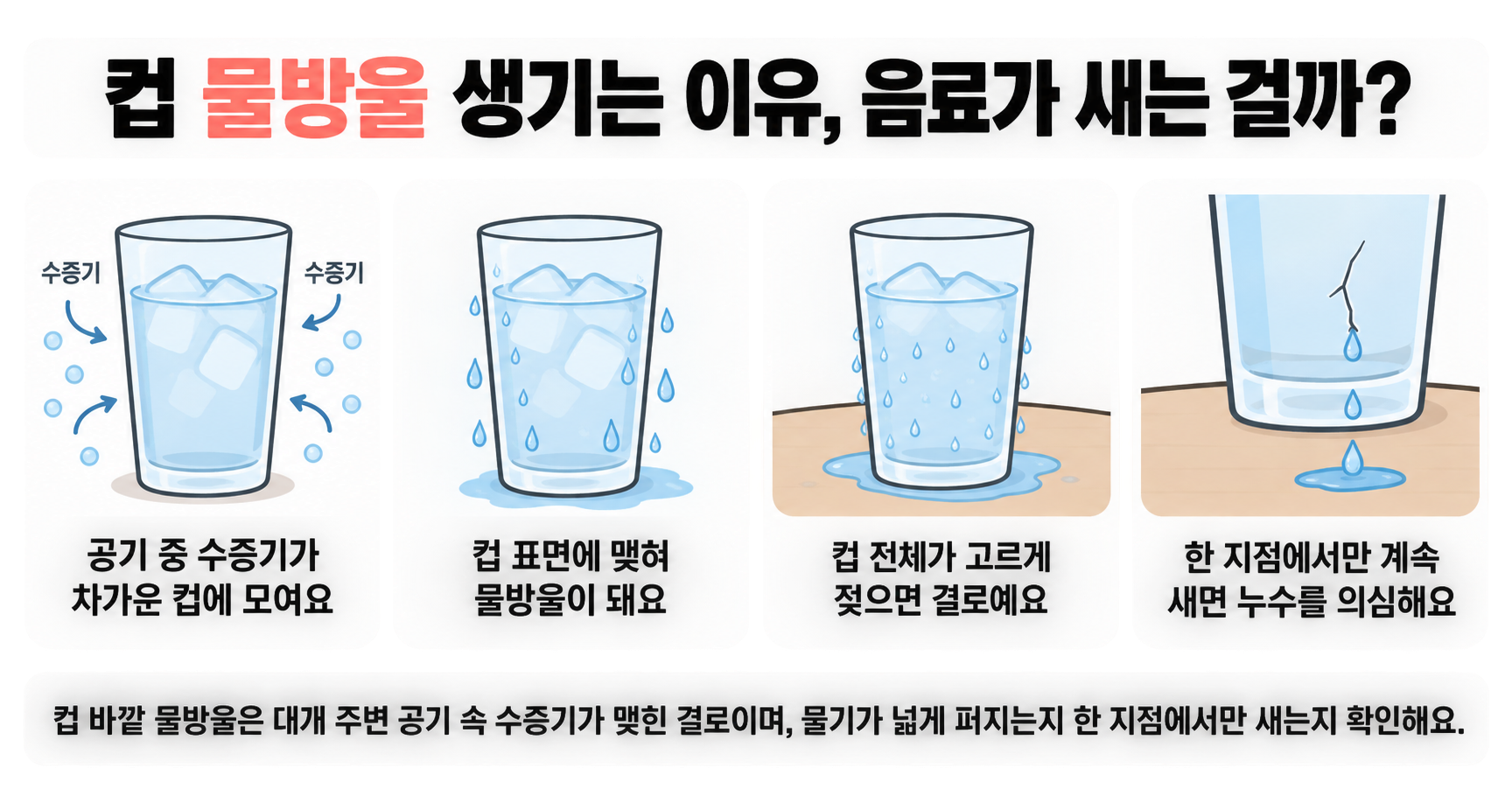 컵 물방울 생기는 이유, 음료가 새는 걸까?