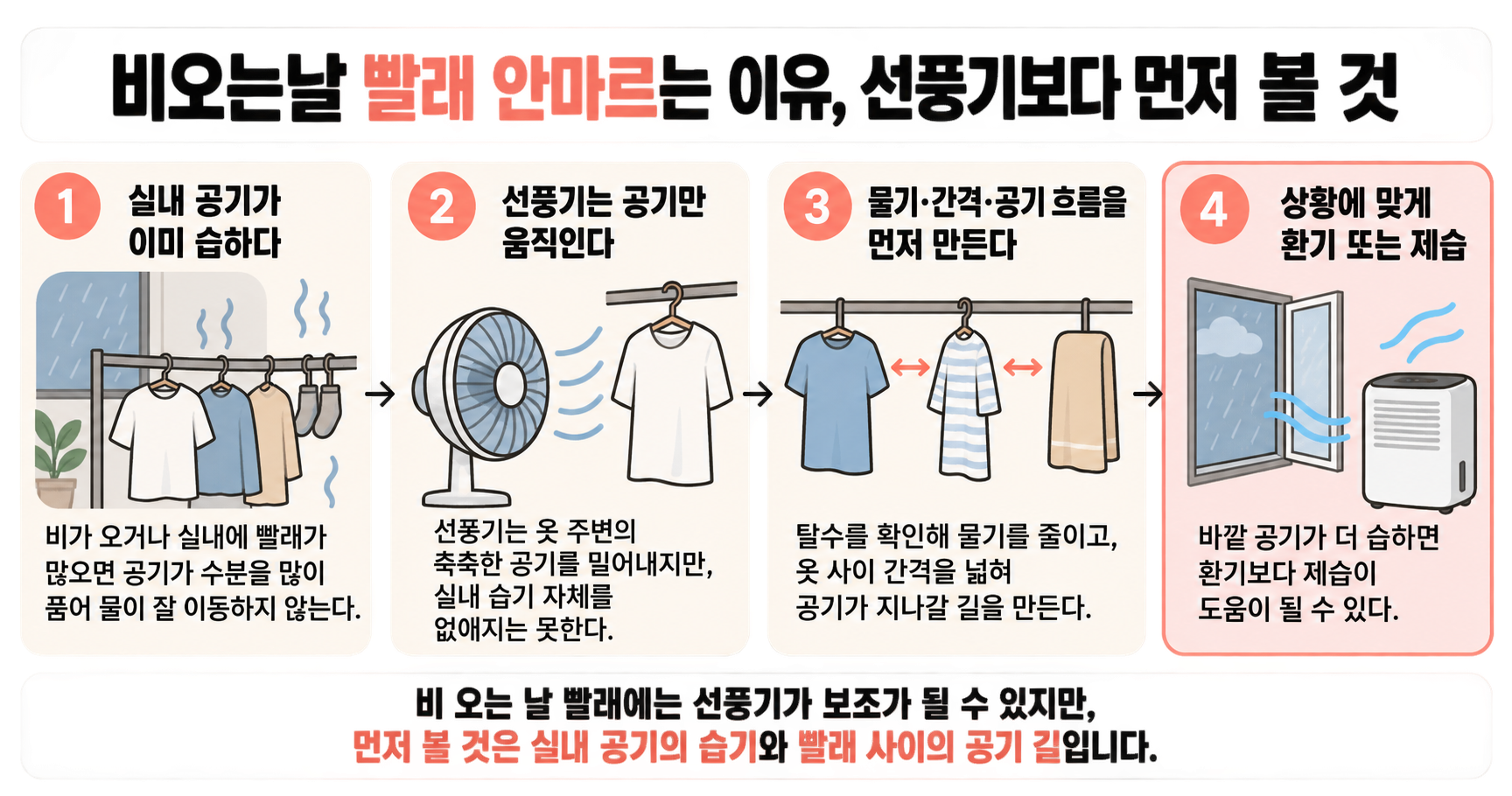 비오는날 빨래 안마르는 이유, 선풍기보다 먼저 볼 것