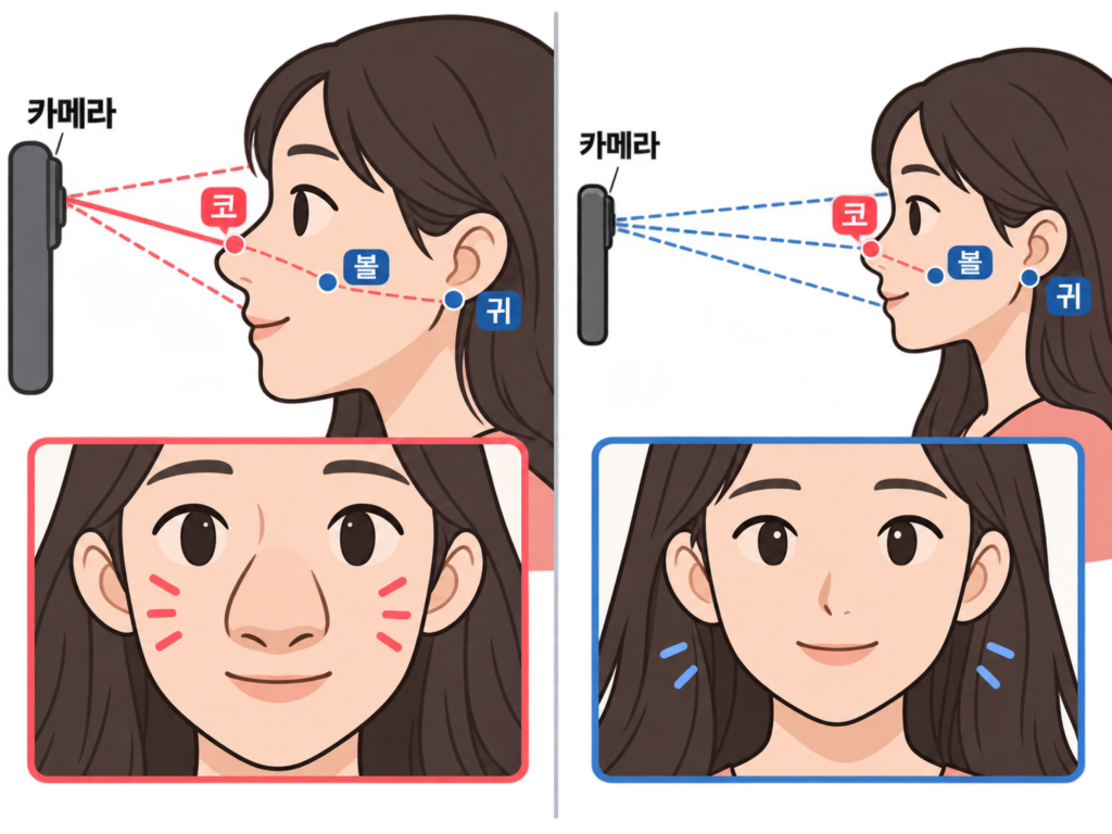 셀카 코 크게 나오는 이유, 광각렌즈보다 먼저 볼 것 설명 도식