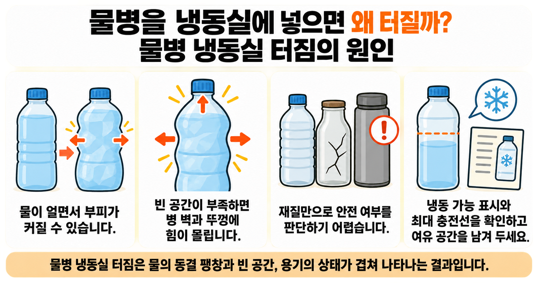 물병을 냉동실에 넣으면 왜 터질까? 물병 냉동실 터짐의 원인