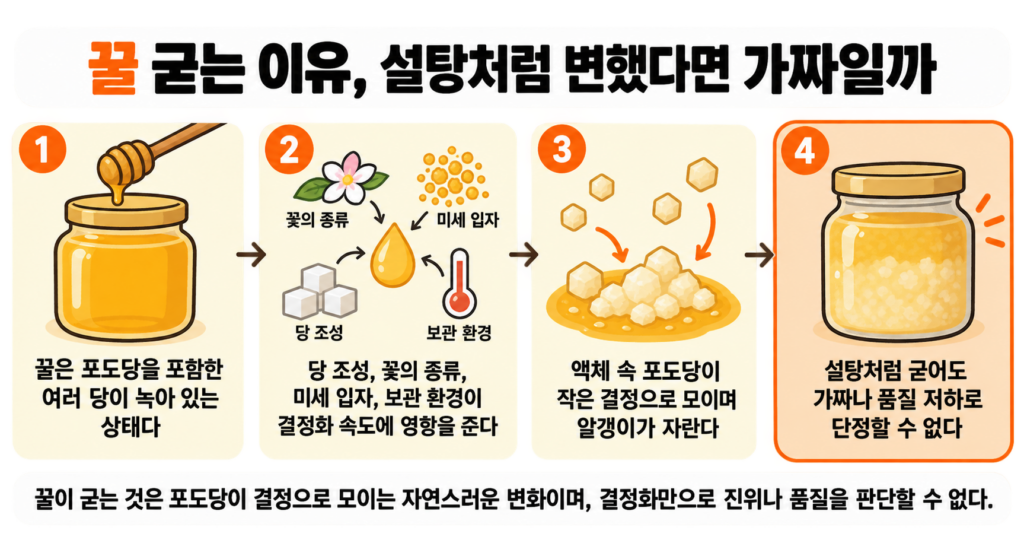 꿀 굳는 이유, 설탕처럼 변했다면 가짜일까