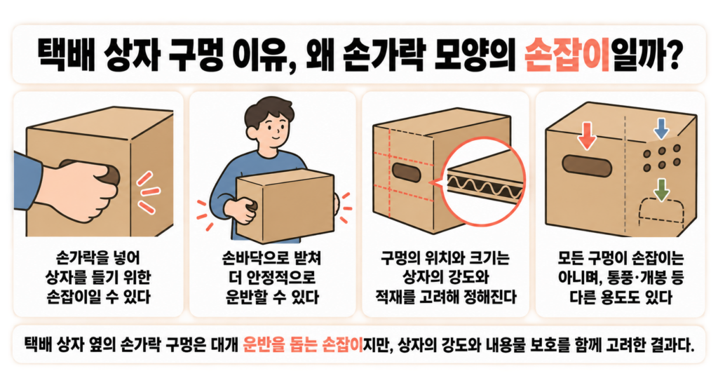 택배 상자 구멍 이유, 왜 손가락 모양의 손잡이일까?