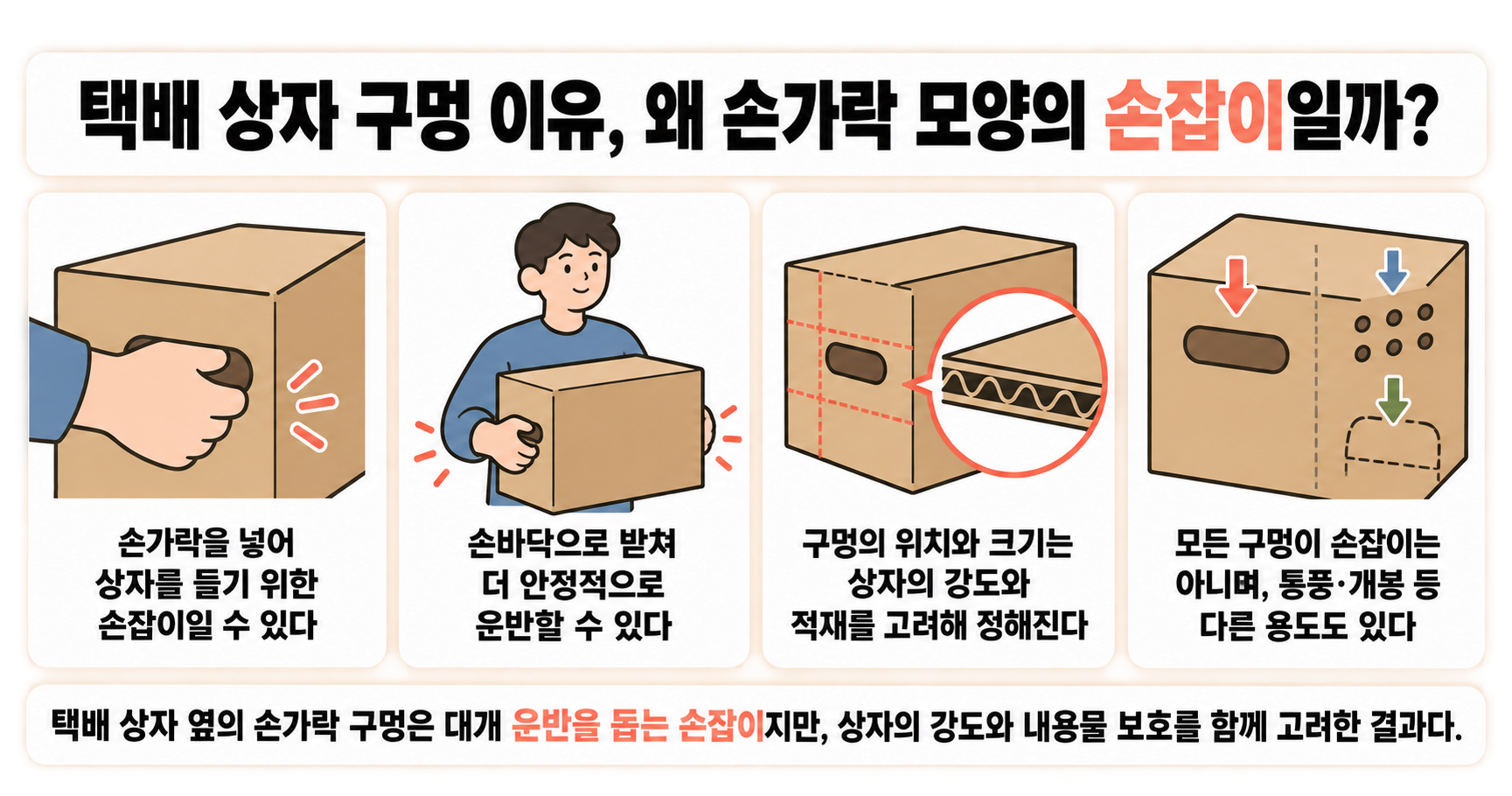 택배 상자 구멍 이유, 왜 손가락 모양의 손잡이일까?