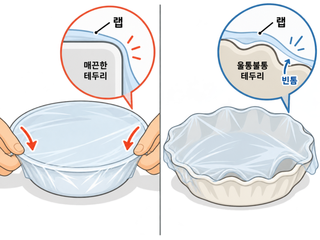 랩 달라붙는 이유, 정전기만의 문제는 아니다 설명 도식