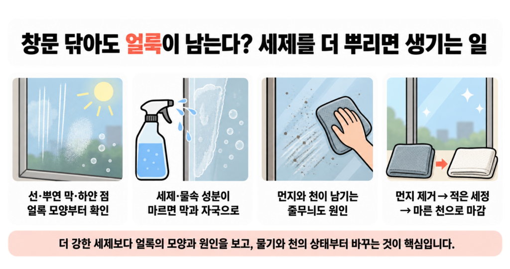 창문 닦아도 얼룩이 남는다? 세제를 더 뿌리면 생기는 일