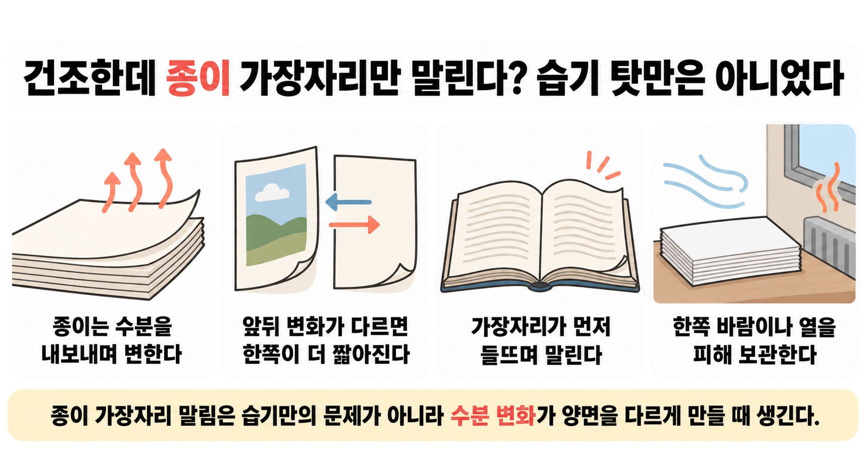 건조한데 종이 가장자리만 말린다? 습기 탓만은 아니었다