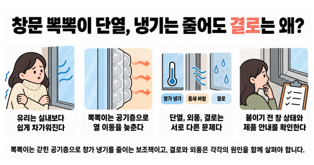 창문 뽁뽁이 단열, 냉기는 줄어도 결로는 왜?