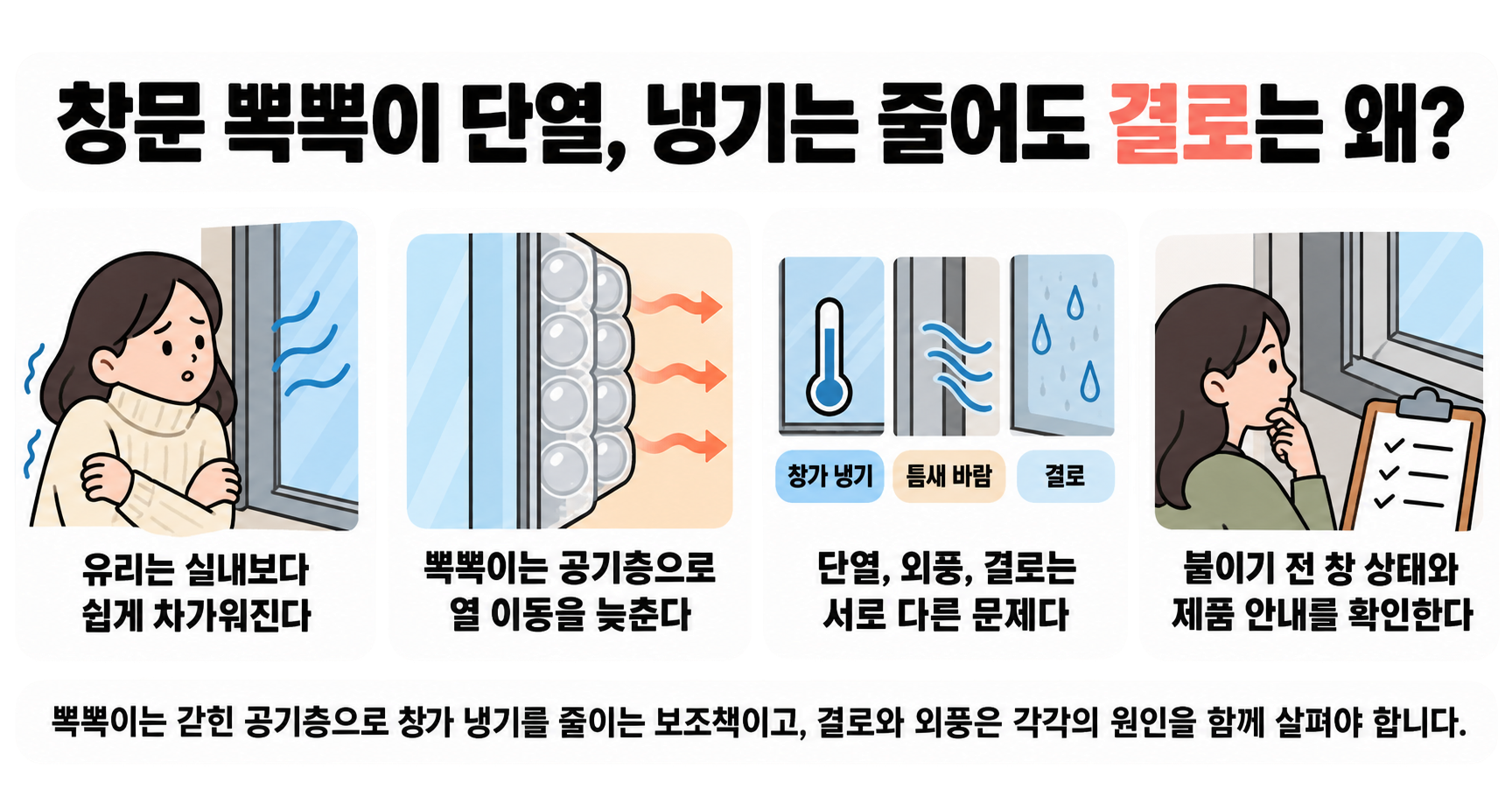 창문 뽁뽁이 단열, 냉기는 줄어도 결로는 왜?