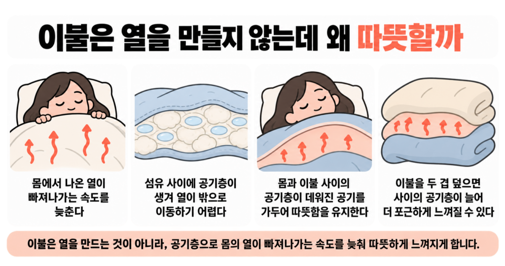 이불은 열을 만들지 않는데 왜 따뜻할까