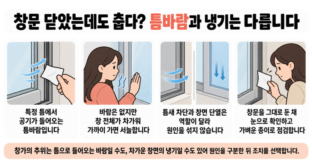 창문 닫았는데도 춥다? 틈바람과 냉기는 다릅니다
