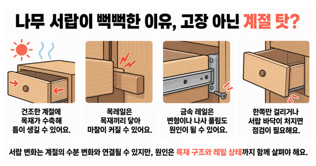 나무 서랍이 뻑뻑한 이유, 고장 아닌 계절 탓?