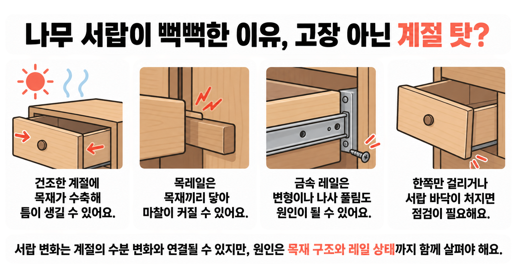 나무 서랍이 뻑뻑한 이유, 고장 아닌 계절 탓?
