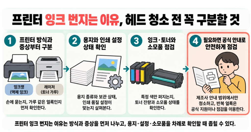 프린터 잉크 번지는 이유, 헤드 청소 전 꼭 구분할 것