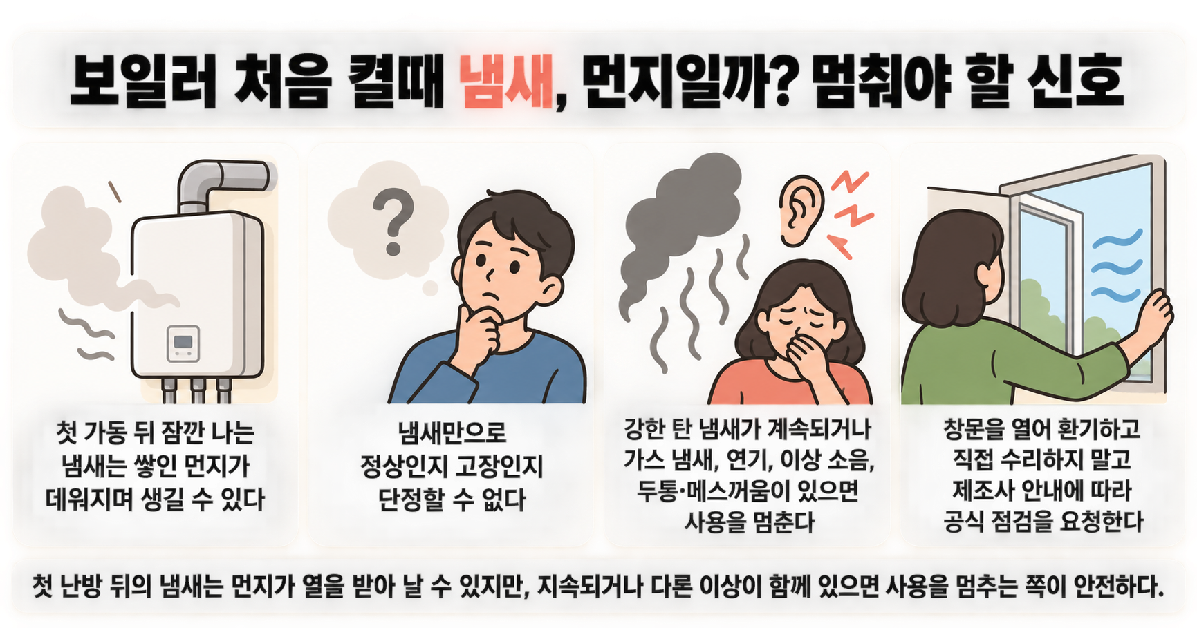 보일러 처음 켤때 냄새, 먼지일까? 멈춰야 할 신호